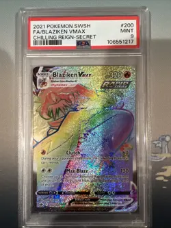 PSA 9 2021 Pokemon SWSH Chilling Reign Blaziken VMAX Rainbow #200 - Image 1