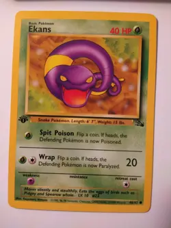 1999 Pokemon Fossil 1st Edition Ekans #46 NM-MT - Image 2