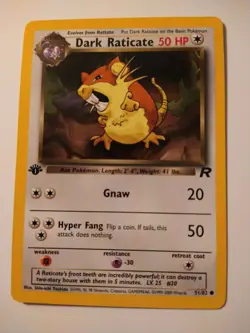 2000 Pokemon Team Rocket 1st Edition Dark Raticate #51 NM-MT - Image 2