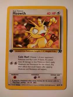 2000 Pokemon Team Rocket 1st Edition Meowth #62 NM-MT - Image 2