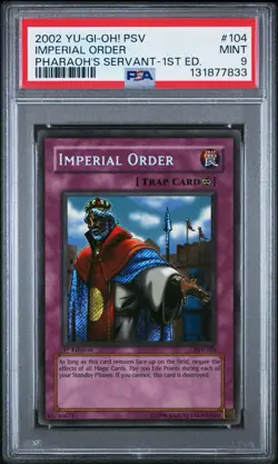 2002 Yu-Gi-Oh! Imperial Order Pharaoh's Servant PSV 1st Edition Secret PSA 9 - Image 1