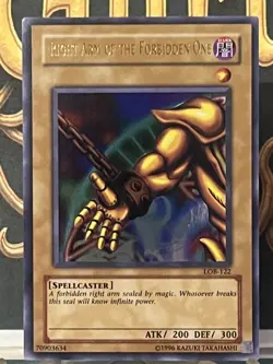 Right Arm of the Forbidden One - LOB-122 Unlimited Ed Ultra YuGiOh Exodia - Image 2
