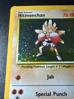Hitmonchan 008/130 Base Set 2 Holo Rare Pokemon Card 2000 Swirl - Image 3