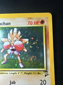 Hitmonchan 008/130 Base Set 2 Holo Rare Pokemon Card 2000 Swirl - Image 5