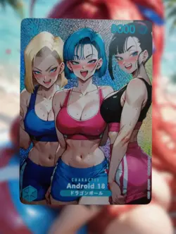 Android 18 Bulma Chi Chi Dragon Ball Z Anime Waifu Sexy Goddess Lewd Doujin Card - Image 1