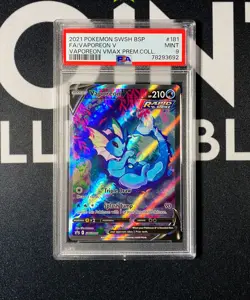 2021 Vaporeon V SWSH181 Premium Collection Promo Full Art Pokemon PSA 9 MINT - Image 1
