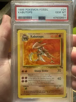 PSA 10 GEM MINT Kabutops NON HOLO Pokemon Fossil Unlimited WOTC 1999 24 - Image 1