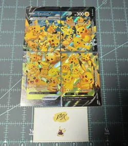 POKEMON! Pikachu V-Union SwSH Black Star Promo Set of 4 NM - Image 1