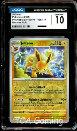 CGC 10 GEM MINT Jolteon 029/131 REVERSE HOLO Prismatic Evolutions Pokemon Card - Image 1