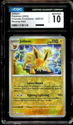 CGC 10 GEM MINT Jolteon 029/131 REVERSE HOLO Prismatic Evolutions Pokemon Card - Image 2