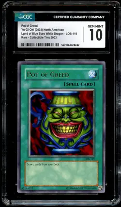 CGC 10 GEM MINT Pot of Greed LOB-119 RARE LOB Yugioh Card 242 - Image 2