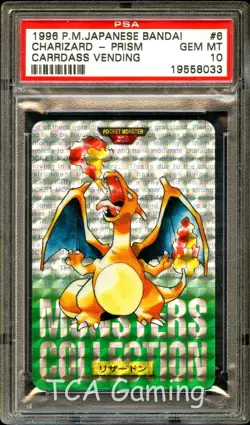 PSA 10 GEM MINT Charizard 006 Carddass Vending GREEN PRISM Pokemon Card 033 - Image 1