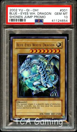 PSA 10 GEM MINT Blue-Eyes White Dragon JMP-001 SECRET RARE HOLO Yugioh Card 654 - Image 1
