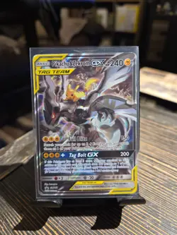 Pikachu & Zekrom GX SM168 MP-HP *Creases Pokemon Card Sun & Moon Promo Tag Team - Image 1