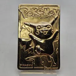 Vintage 1999 BK 23K Gold Plated Pokemon Pikachu Metal Trading Card - Image 1