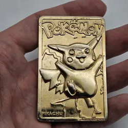 Vintage 1999 BK 23K Gold Plated Pokemon Pikachu Metal Trading Card - Image 2