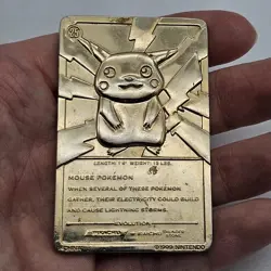 Vintage 1999 BK 23K Gold Plated Pokemon Pikachu Metal Trading Card - Image 3