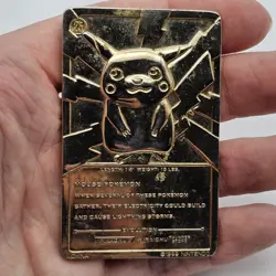 Vintage 1999 BK 23K Gold Plated Pokemon Pikachu Metal Trading Card - Image 4