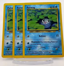 3x Poliwag 62/75 Neo Discovery Regular Common Vintage Pokemon TCG English MP - Image 1