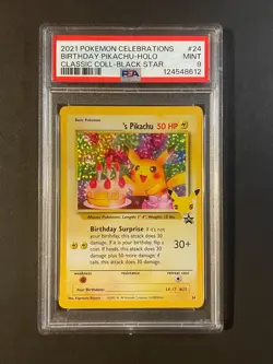 PSA 9 Pokemon Birthday Pikachu 24 Celebrations Classic Collection Holo Promo - Image 1