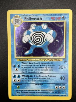 Blue Ink Dot Error Poliwrath Base Set 2 Holo Rare 15/130 Pokemon LP/NM - Image 1