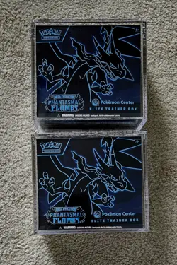 2X Phantasmal Flames Pokemon Center Elite Trainer Box SEALED with acrylic cases - Image 1
