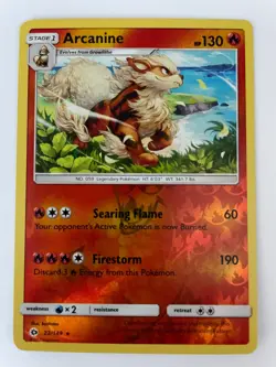 Arcanine - 22/149 - Rare Reverse Holo Sun & Moon - Pokemon Card - NM/MT - Image 1