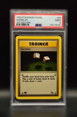 Gambler 1st Edition 1999 Pokemon Fossil PSA 9 MINT #60 WOTC Newly Graded - Image 1