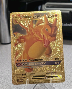 Pokemon Charizard GX 250hp Gold Foil Fan Art Collector Card TCG - Image 1