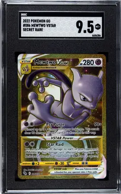 2022 Pokemon TCG Pokemon GO! - Mewtwo VSTAR Secret Rare (086/078) SGC 9.5 Mint+ - Image 1