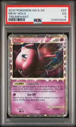 2010 POKEMON HEARTGOLD & SOULSILVER TRIUMPHANT #97 MEW-HOLO PSA 5 - Image 1