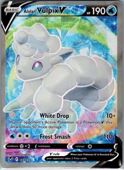 Alolan Vulpix V 173/195 SWSH12: Silver Tempest - Pokemon Card - NM - Image 1