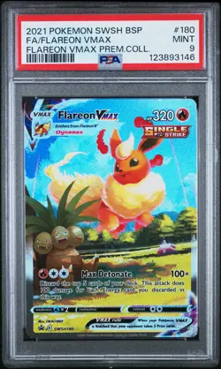 2021 POKEMON SWSH BLACK STAR PROMO #180 FULL ART/FLAREON VMAX PSA 9 - Image 1