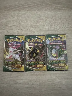 Pokemon Cards Evolving Skies EMPTY Art Packs X3 Set with Bonus Gift - Image 1