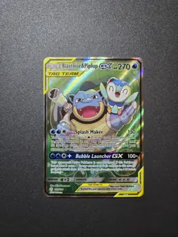 Pokemon Blastoise & Piplup GX Alternate Full Art Holo Card 215/236 - Image 1