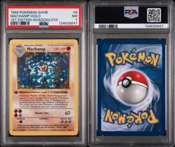 1999 Pokemon TCG Machamp Holo Rare 1st Edition Shadowless Base Set 8/102 PSA 7 - Image 3