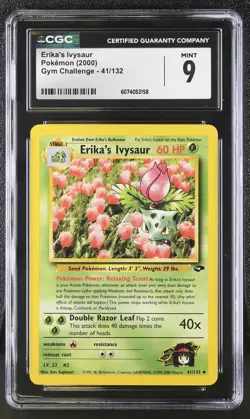 CGC 9 MINT Erika's Ivysaur 2000 Gym Challenge 41/132 Pokemon Card - Image 1