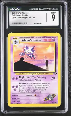 CGC 9 MINT Sabrina's Haunter 2000 Gym Challenge 55/132 Pokemon Card - Image 1
