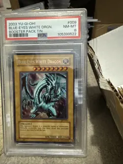 PSA 8 2003 YU-GI-OH! BPT-009 BLUE-EYES WHITE DRAGON SECRET RARE - Image 1
