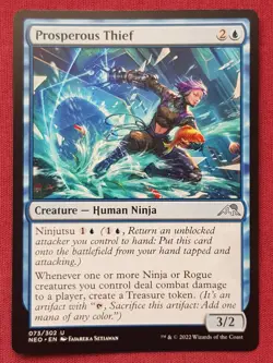 Magic The Gathering KAMIGAWA NEON DYNASTY PROSPEROUS THIEF blue card MTG - Image 1
