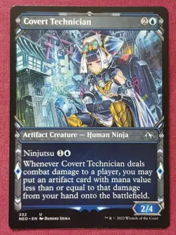 Magic The Gathering KAMIGAWA NEON DYNASTY COVERT TECHNICIAN SHOWCASE card MTG - Image 1