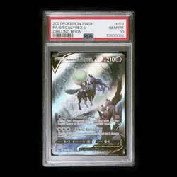 2021 POKEMON SWSH CHILLING REIGN #172 FULL ART/SHADOW RIDER CALYREX V PSA 10 - Image 1
