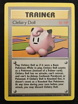 Clefairy Doll 70/102 Base Set Unlimited Non Holo Rare WoTC Pokemon TCG 1999 LP - Image 1