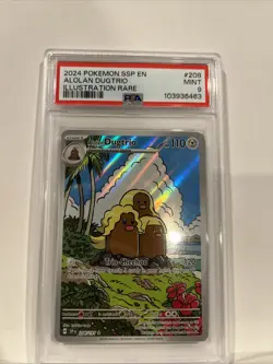 2024 POKEMON SSP EN-SURGING SPARKS ILLUSTRATION RARE #208 ALOLAN DUGTRIO PSA 9 - Image 2