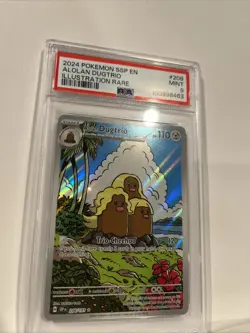 2024 POKEMON SSP EN-SURGING SPARKS ILLUSTRATION RARE #208 ALOLAN DUGTRIO PSA 9 - Image 3