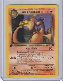 Dark Charizard 1st Edition 21/82 Non Holo - Team Rocket/Pokemon Vintage Rare LP - Image 1