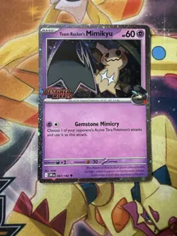 Pokemon Team Rocket's Mimikyu 087/182 Destined Rivals Prerelease STAMPED NM - Image 1