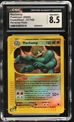 CGC 8.5 Machamp 2002 Expedition 51/165 Reverse Holo Pokemon Card - Image 1