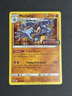 Machamp SWSH243 Lost Origin Prerelease Stamp Black Star Promo Pokemon TCG LP/NM - Image 1