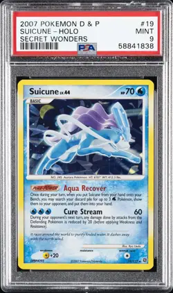 2007 POKEMON DIAMOND & PEARL SECRET WONDERS #19 SUICUNE-HOLO PSA 9 - Image 1